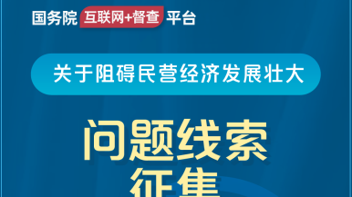 美女不良网站操逼国务院“互联网+督查”平台公开征集阻碍民营经济发展壮大问题线索